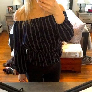 NWOT AMERICAN EAGLE Navy Blue Off the Shoulder Top S